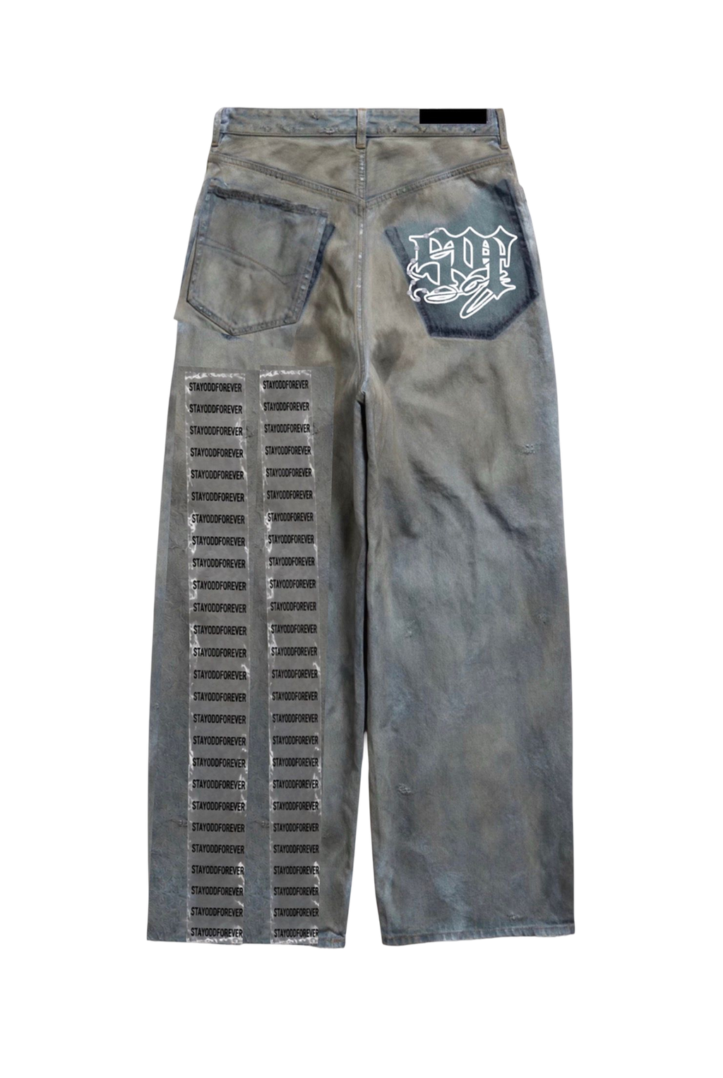 Repaired Distressed Denim Jeans