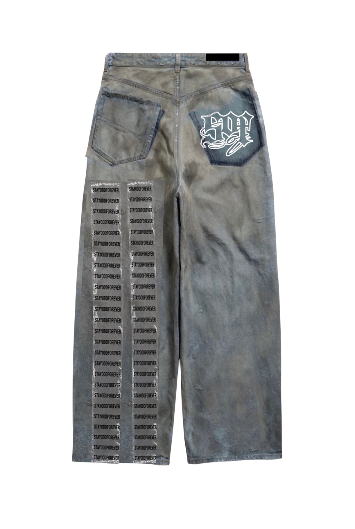 Repaired Distressed Denim Jeans